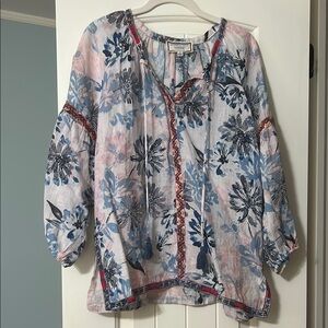 Johnny Was Floral Embroidered Top M